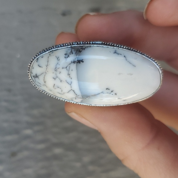 New Oversized Dendritic Opal 925 Silver Statement Ring. - Picture 13 of 15